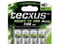 Tecxus 23820, Nikkel-Metalhydrid (NiMH), 1,2 V, 4 stk, 2300 mAh, Sølv, 50,5 mm