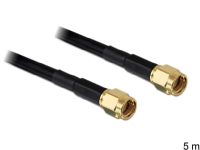 Delock - Antennekabel - RP-SMA (han) til RP-SMA (han) - 5 m - LMR-195 - sort