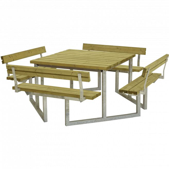 Plus Twist Bord/Bænkesæt m/4 ryglæn 227 cm - Trykimprægneret