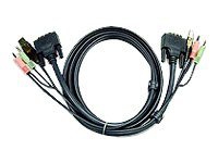 ATEN 2L-7D02U - Video / USB / lydkabel - USB, stereo mini-jackstik, DVI-D (han) til stereo mini-jackstik, USB Type B, DVI-D (han) - 1.8 m