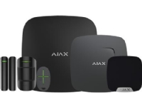 Csslr Plus Ajax alarm-kit. Indhold: Security Hub, PIR-detektor, åbningskontakt, røgalarm, sirene & fjernbetjening. Sort