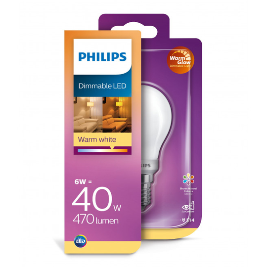 Philips LED Glas krone 40W E14 warm glow mat dæmpbar 1 stk - 8718699697235
