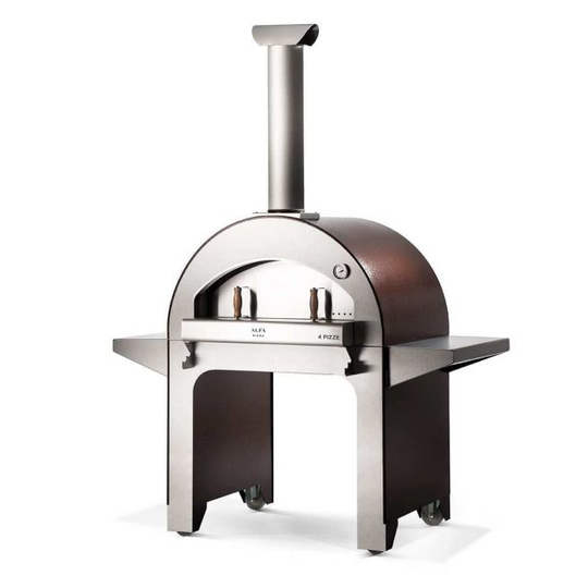 Alfa Forni 4 Pizze Med Bord - Vogn Kobber Pizzaovn