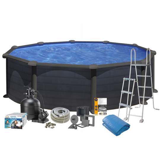 Swim & Fun Pool Basic 132 Ø460 cm, Sort grafit - 2734
