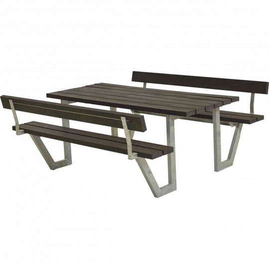 Plus Wega Bord/Bænkesæt m/2 ryglæn 177 cm - Genbrugsplast