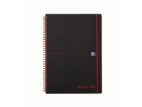Notesbog Oxford Black N' Red A4, sort, PP, kvadreret