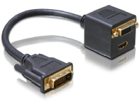 Delock - Videoadapter - DVI-D han til DVI-D, HDMI hun - 20 cm