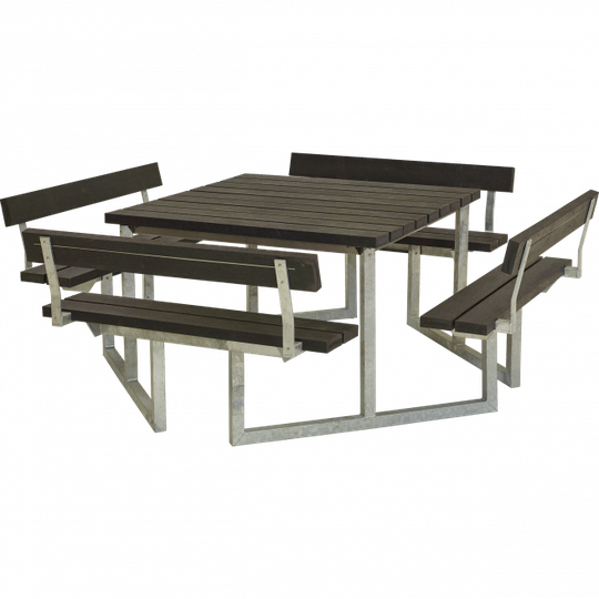 Plus Twist Bord/Bænkesæt m/4 ryglæn - 227 cm - ReTex - Sort - 187812-35