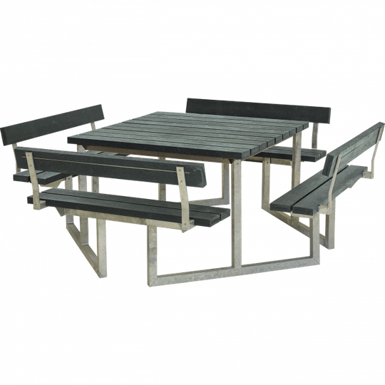 Plus Twist Bord/Bænkesæt m/4 ryglæn - 227 cm - ReTex - Grå - 187812-38