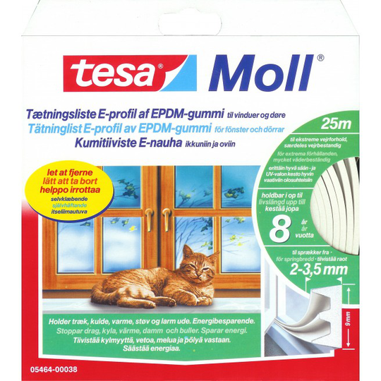 Tesa Tætningsliste P Profil - Hvid 9x6mm
