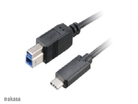Akasa USB A/B, 100cm, 1 m, USB C, USB B, USB 3.2 Gen 2 (3.1 Gen 2), Sort