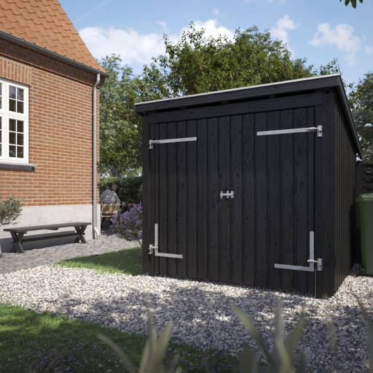 Plus Nordic Cykelskur 5 m² - 1 modul åben - inkl. tagpap/alulister/stolpefødder - 168566-1