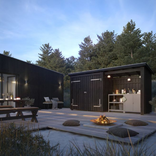 Plus Nordic Multi Havehus 4,7 m² - 2 moduler m/dobbeltdør og åben front - 168460-1