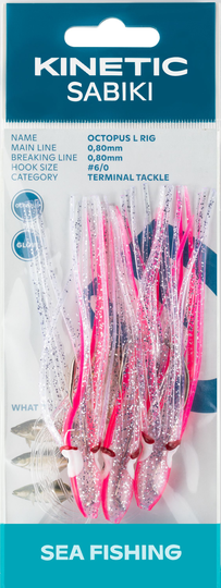 kinetic Sabiki blæksprutteforfang torsk/sej, Pink/glimmer