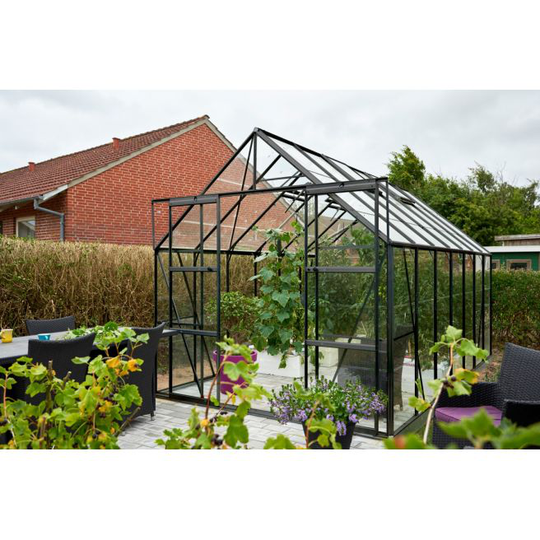 Halls Drivhus Magnum 148 sort m/3 mm glas - F09671