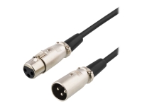 DELTACO - Forlængerkabel til audio - XLR3 hun til XLR3 han - 1 m - sort