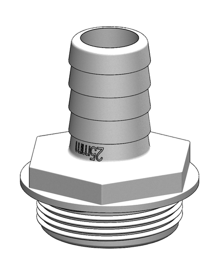 Tru-design Kobling til ventil lige 25mm 1 hvid Komposit