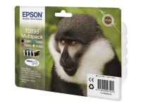Epson T0895 Multipack - 4 pakker - sort, gul, cyan, magenta - original - blister med RF/akustisk alarm - blækpatron - for Stylus S21, SX100, SX105, S