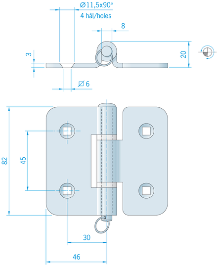 Hængsel 92x82mm rfr. 444070