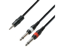 adam hall 3 Star, 3.5mm, Hanstik, 2 x 6.35mm TS, Hanstik, 3 m, Sort, Rød, Hvid