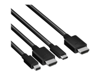 Club 3D CAC-1630 - Adapterkabel - HDMI, Micro-USB Type B (kun strøm), Mini DisplayPort, USB-C til HDMI han - 2.355 m - 4K support, aktiv