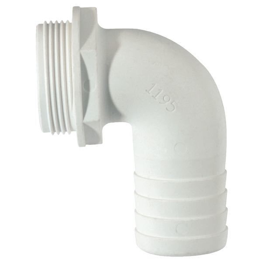 Trudesign Slangekobling 90°, 1 1/2 x 38 mm, Hvid