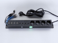 Götessons Bi-Box Power Inlay - Stikkontakt - RJ-45 X 4, USB X 4, strøm x 4 - sort