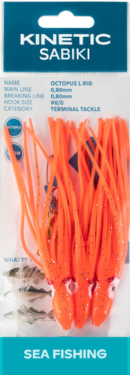 Kinetic Sabiki blæksprutteforfang torsk/sej, Orange/glimmer