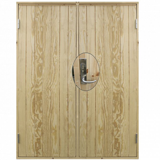 Plus Dobbelt udhusdør plywood inkl. karm/montagesæt - HU - 151,2 x 197,8 cm - 393780-1