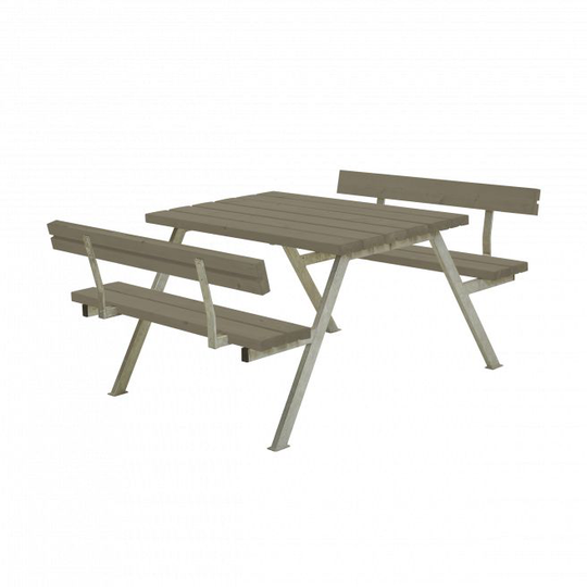 Plus Alpha Bord/Bænkesæt m/2 ryglæn 118 cm - Gråbrun