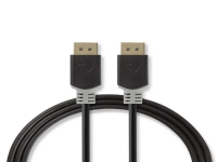 Nedis - DisplayPort kabel - DisplayPort (han) lige til DisplayPort (han) lige - DisplayPort 1.4 - 2 m - formet, rund, 8K support - grå, antracite