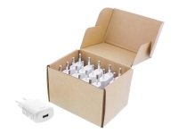 DELTACO USB-AC180 - Strømforsyningsadapter - 2.4 A (USB) - hvid (pakke med 10)