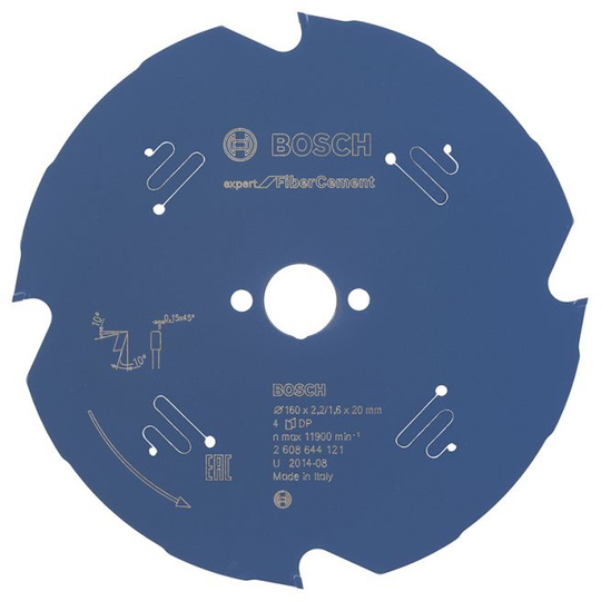 Bosch Rundsavsklinge 160x20x2.2mm 4t Exp Fiber Ceme - 2608644121