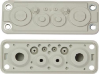 FIBOX Flange med membran str.1 TPE EK 1 x Ø7-10 mm + 2 x 10-14 mm + 2 x 15-30 mm inkl. skruer til 190mm kasseside
