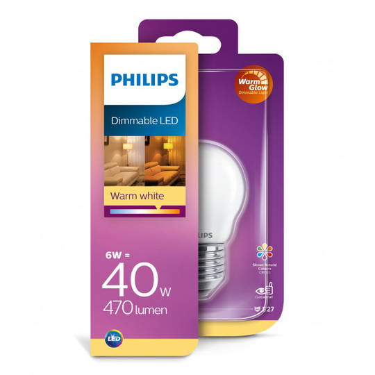 Philips LED Glas krone 40W E27 warm glow mat dæmpbar 1 stk - 8718699697211
