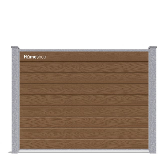 Wimex Shield Komposit hegn - Teak-Wood V-profil Startsæt H 140 cm B 197 cm