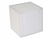 Kubusdispenser klar plast m/700 ark hvid 9,5x9,5x9,5 cm