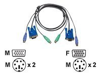 ATEN 2L-5005P/C - Kabel til tastatur / video / mus (KVM) - PS/2, HD-15 (VGA) (han) til PS/2, HD-15 (VGA) - 5 m - for ATEN CS-142 MasterView CS-124,