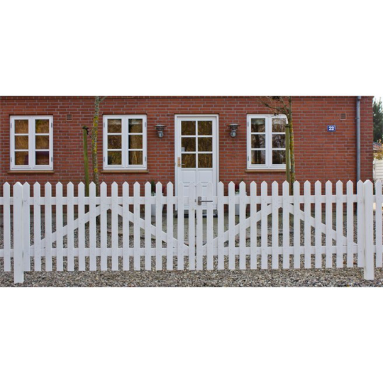 Plus Skagen Lux stakit Dobbelt havelåge 300x80 cm grundmalet hvid 13642-13