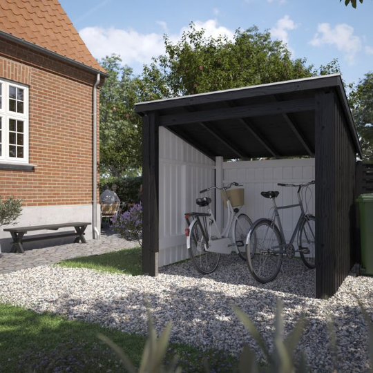 Plus Nordic Cykelskur 5 m² - 1 modul åben - inkl. tagpap/alulister - 168565-1