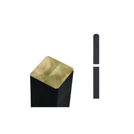 Plus Omlimet stolpe 70x70mmx207cm-spids én ende-afrundet én ende SORT