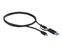 ICY BOX IB-CB031 - USB-kabel - USB Type A, USB-C til USB-C (han) - USB 3.2 Gen 1 - 1 m - Power Delivery support - sort