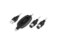 LogiLink UA0037N, 1,9 m, USB Type-A, 2x MIDI 5-pin, Hanstik, Hanstik, Lige