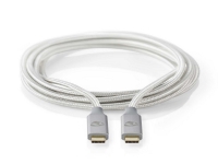 Nedis - USB-kabel - USB-C (han) til USB-C (han) - USB 3.2 Gen 2 - 5 A - 1 m - sølv