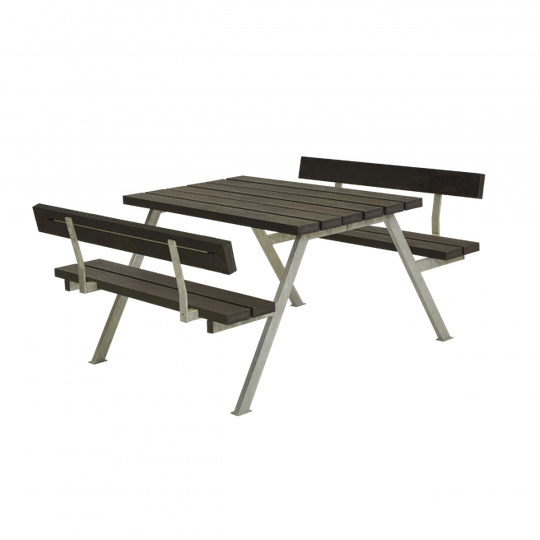 Plus Alpha Bord/Bænkesæt m/2 ryglæn - 118 cm - ReTex - Sort - 187512-35
