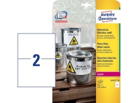 Etiketter Avery stærke hvide 210x148 mm 2stk/ark 20ark/pak - (40 stk.)