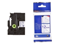 Brother TZe-FA3 - Stoftape - hvid på blå 12mm x 3m - til strygning