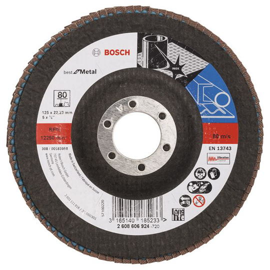Bosch Lamelslibeskive B:mt Ø125x22mm K80 Skrå - 2608606924