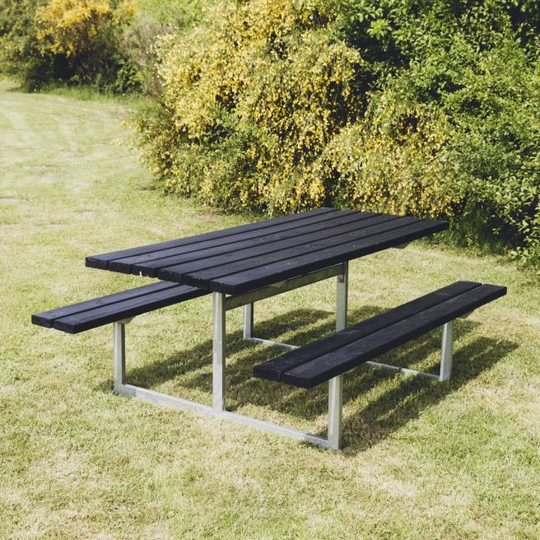 HORTUS Bord-/bænksæt "FRIGG" sort grundmalet og galvaniseret stel uden ryg L: 175 x B: 140 cm - 801-081