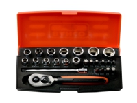 Bahco Mini topnøglesæt 1/4 med 25 dele (4-13 mm), Socket set, 1/4, Metric, 12 hoved(er), 4,4.5,5,5.5,6,7,8,9,10,11,12,13 mm, Stål